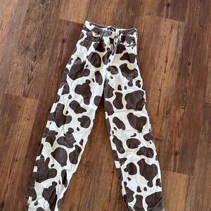 Fashion Nova Brown and Cream Patterned Pants